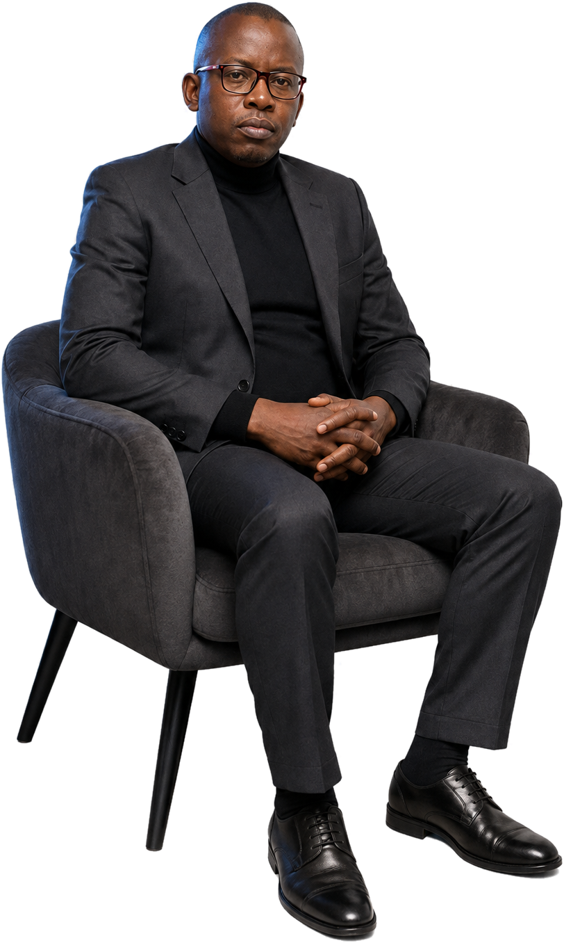 Panganai Adrian Sithole seated in a professional portrait